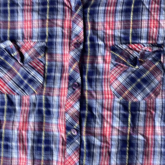 Justice size 20 100% cotton red and blue check button down - Picture 4 of 10